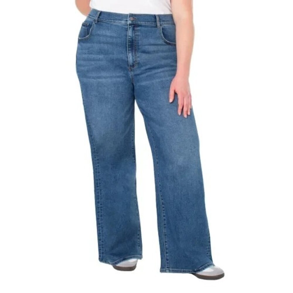 NEW Well Worn Wide Leg High Rise Jeans Women's Size 16/36 Stretched - Picture 1 of 14